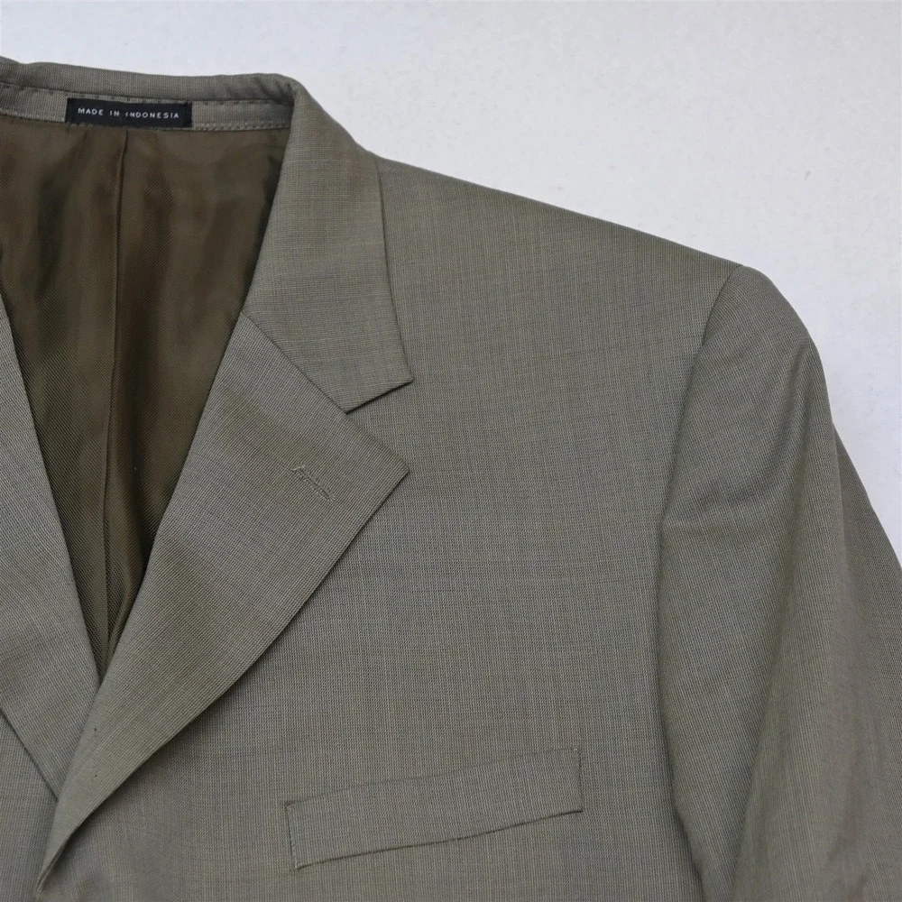 Vty Y2K 2000s Boxy 42R 36x30 Beige Stretch Wool Mens Jacket Pants Suit